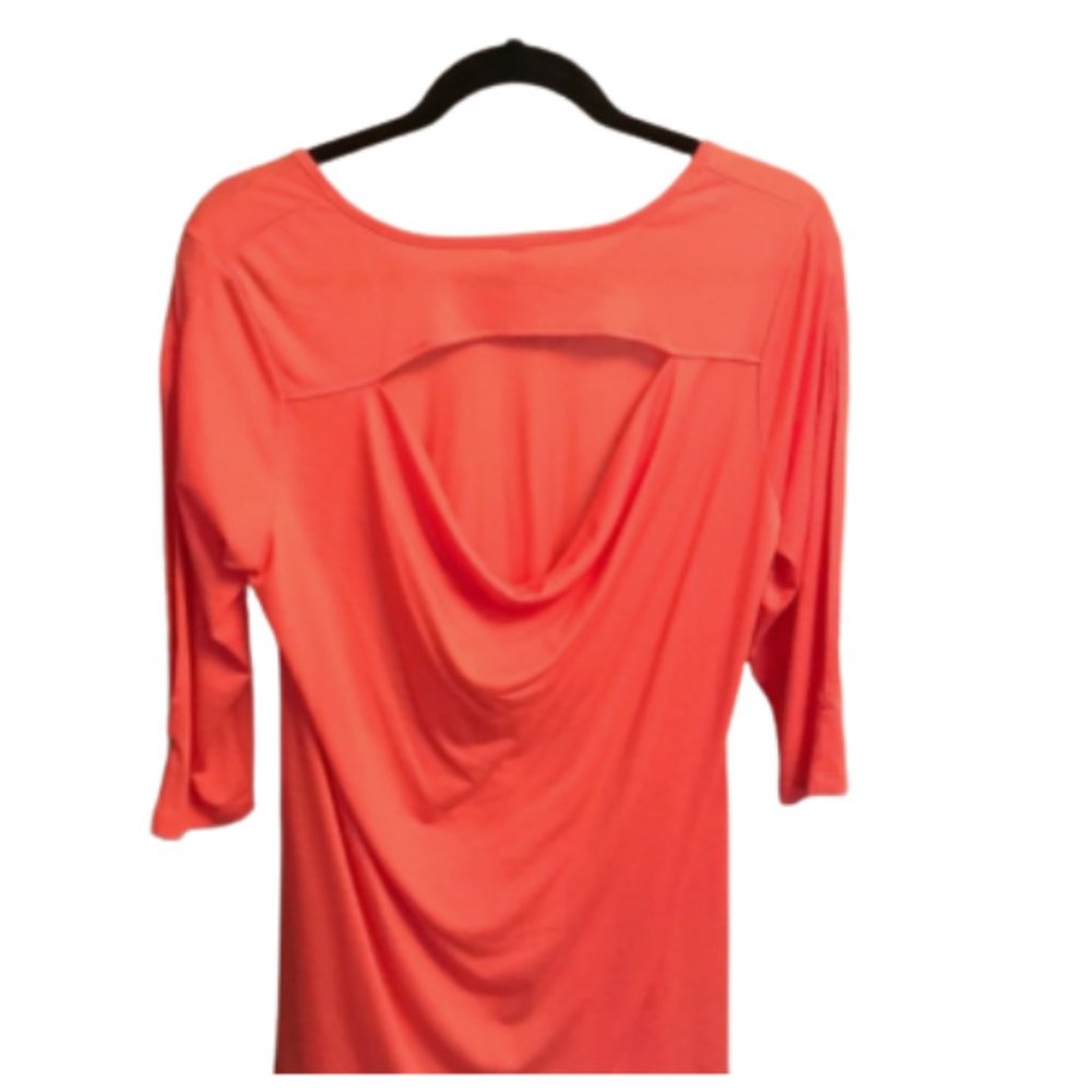 RUBY RIBBON Drape Back Tunic SZ SMALL Coral